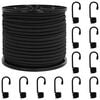vidaXL Bungee virvės su kabliukais 100 mm Juoda PP ir guma