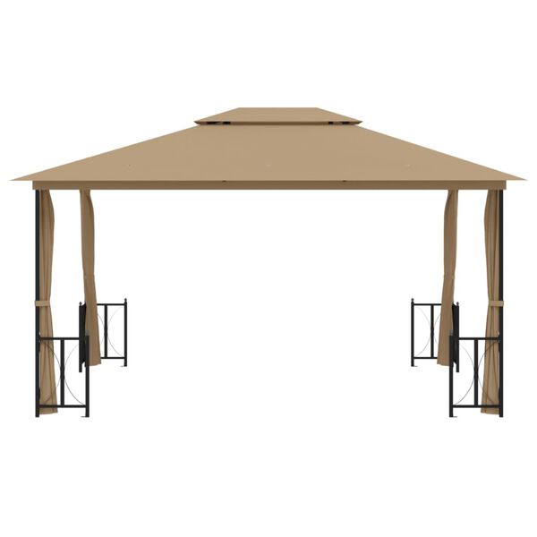 vidaXL Pavėsinė su šoninėmis sienomis ir stogu, taupe spalvos, 3x4m