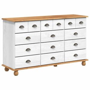vidaXL Komoda ASKIM Balta 79 x 40 x 133,5 cm Kietos pu&scaron;ies mediena