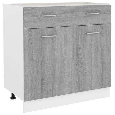 vidaXL Apatinė spintelė su stalčiumi, pilka, 80x46x81,5cm, mediena