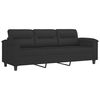 vidaXL Trivietė sofa su pagalvėmis, juoda, 180cm, mikropluo&scaron;to audinys