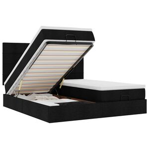 vidaXL Osmanų lovos rėmas su čiužiniais, juodas, 160x200cm, audinys