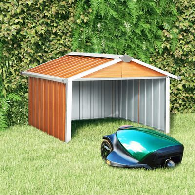 vidaXL Sodo roboto vejapjovės garažas, rudas, 92x97x63cm, plienas