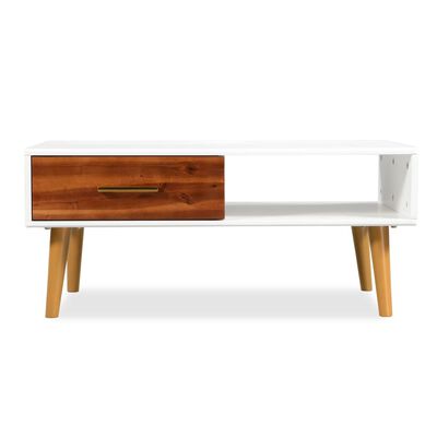 vidaXL Kavos staliukas, masyvi akacijos mediena, 90x50x40cm