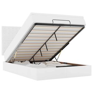 vidaXL Osmanų lovos rėmas su čiužiniu, balta, 140x190cm, dirbtinė oda