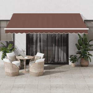 vidaXL Automatinė i&scaron;traukiama markizė su LED, rudos spalvos, 400x350cm