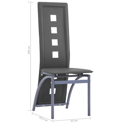 vidaXL Valgomojo kėdės, 4vnt., pilkos spalvos, dirbtinė oda