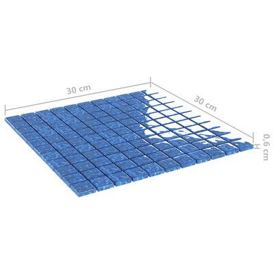 vidaXL Mozaikinės plytelės, 11vnt., mėlynos, 30x30cm, stiklas