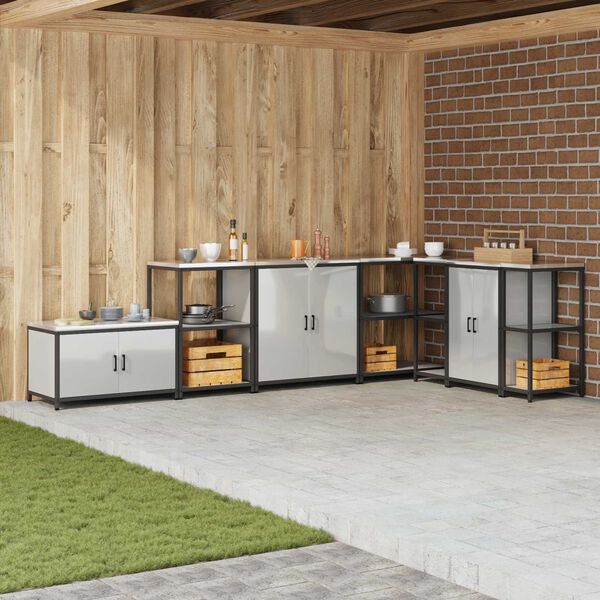 vidaXL Virtuvės saugojimas su lentyna Sidabro 60 x 50 x 92 cm Plienas