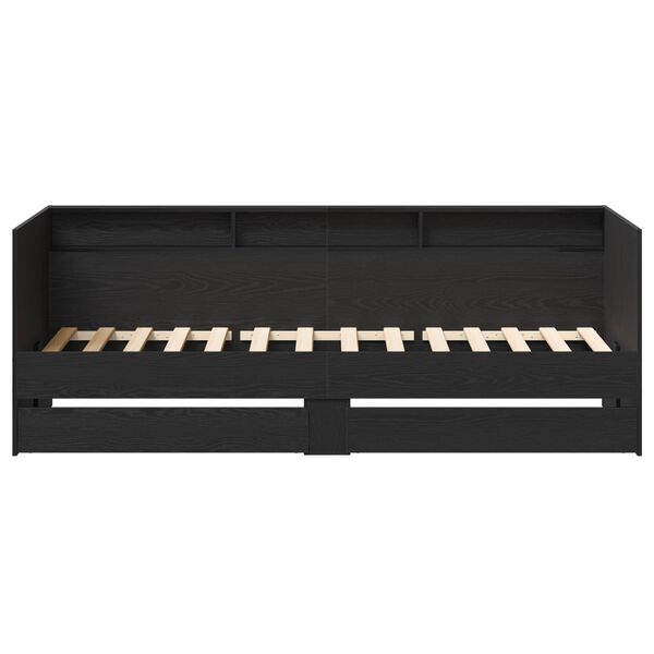 vidaXL Dienos lova su stalčių Pilka 90 x 200 cm Apdirbta mediena