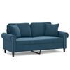 vidaXL Dvivietė sofa su pagalvėlėmis, mėlynos spalvos, 140cm, aksomas