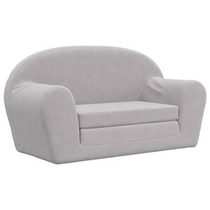 vidaXL Vaiki&scaron;ka dvivietė sofa-lova, &scaron;viesiai pilka, mink&scaron;tas pliu&scaron;as