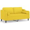 vidaXL Dvivietė sofa su pagalvėlėmis, &scaron;viesiai geltona, 140cm, audinys