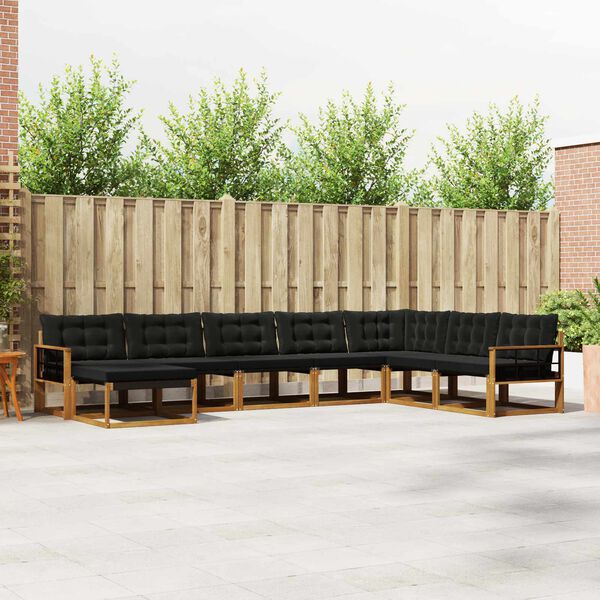 vidaXL Lauko sofos komplektas su pagalve 8 pcs Natūrali ir juoda