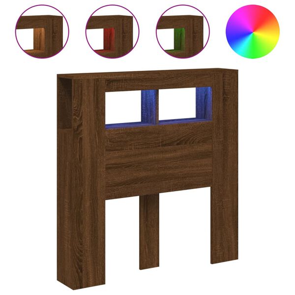 vidaXL LED galvūgalis, rudas ąžuolo, 100x18,5x103,5cm, mediena