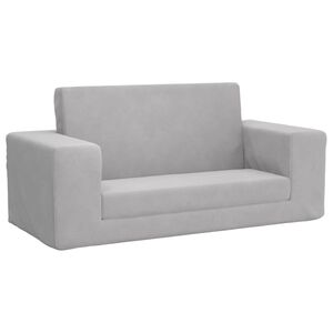vidaXL Vaiki&scaron;ka dvivietė sofa-lova, &scaron;viesiai pilka, mink&scaron;tas pliu&scaron;as