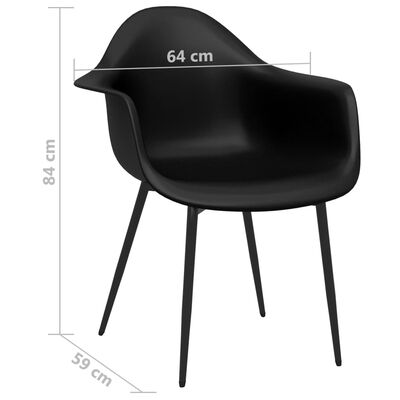 vidaXL Valgomojo kėdės, 2vnt., juodos spalvos, PP