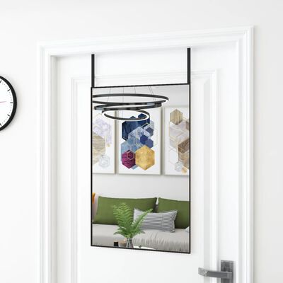 vidaXL Veidrodis ant durų, juodas, 50x80cm, stiklas ir aliuminis