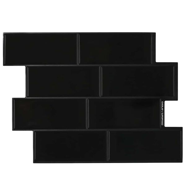 vidaXL Metro plytelė 10 pcs Juoda 29.4 x 21.4 cm Poliuretanas ir PET