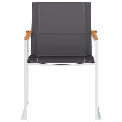 vidaXL Sodo kėdės, 2vnt, pilkos, tekstilenas ir nerūdijantis plienas