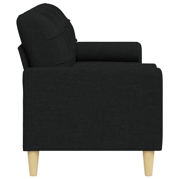 vidaXL Trivietė sofa su pagalvėlėmis, juodos spalvos, 210cm, audinys