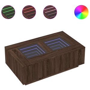 vidaXL Kavos staliukas su Infinity LED, rudas ąžuolo, 116x69x40cm