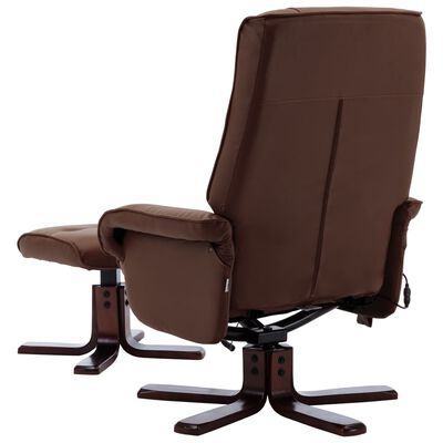 vidaXL Atlošiamas masažinis krėslas su pakoja, rudas, dirbtinė oda