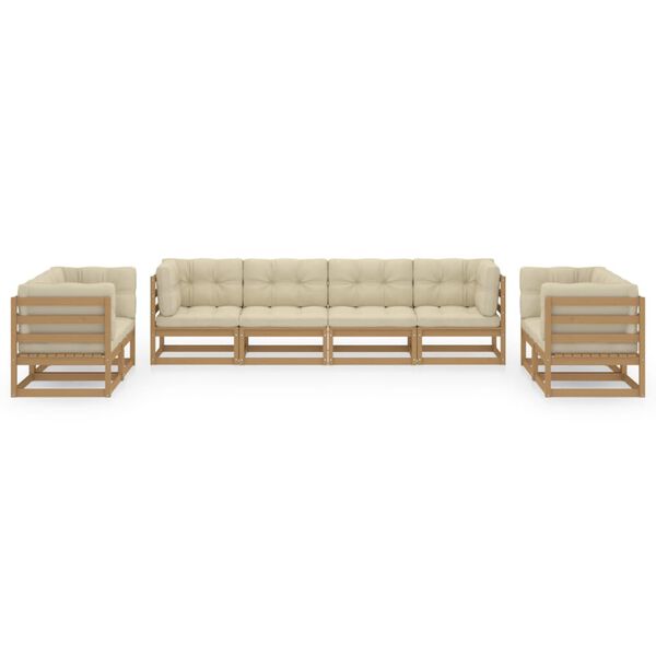 vidaXL Sodo komplektas su pagalvėlėmis, 8 dalių, pu&scaron;ies masyvas