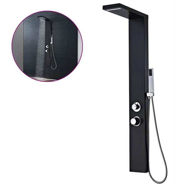 vidaXL Dušo sistema, aliuminis, matinės juodos spalvos