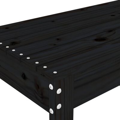 vidaXL Sodo suoliukas, juodas, 80x38x45cm, pušies medienos masyvas