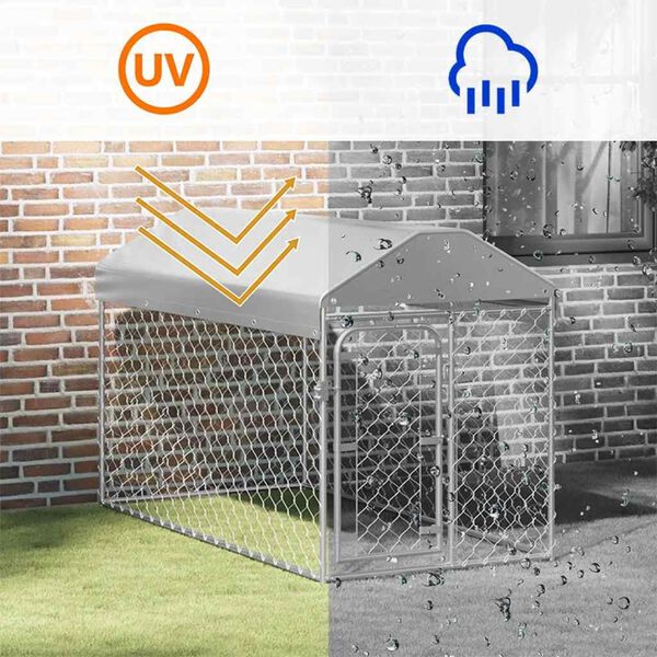 vidaXL Lauko voljeras šunims su stogu, 200x100x125cm