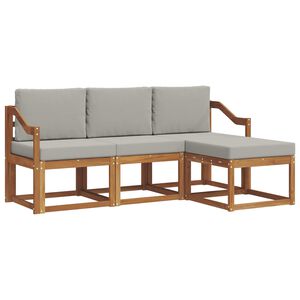 vidaXL Lauko sofos komplektas 4 pcs Natūrali ir &scaron;viesiai pilka