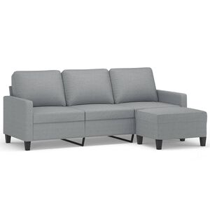 vidaXL Trivietė sofa su pakoja, &scaron;viesiai pilka, 180cm, audinys