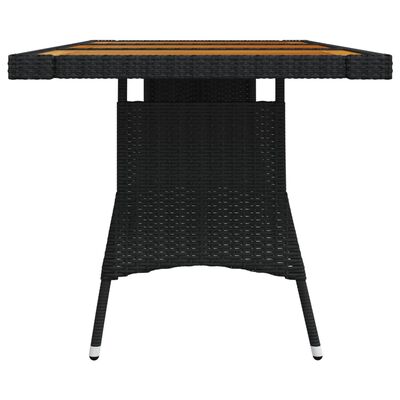 vidaXL Sodo stalas, juodas, 160x70x72cm, poliratanas ir akacija