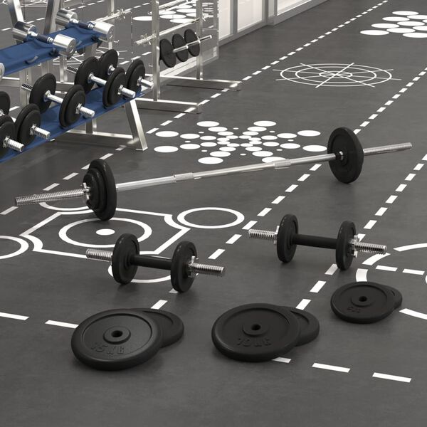 vidaXL Štanga ir svarmenys su svoriais, 90kg, ketus