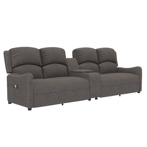 vidaXL Keturvietis atlošiamas masažinis krėslas, pilkas, audinys