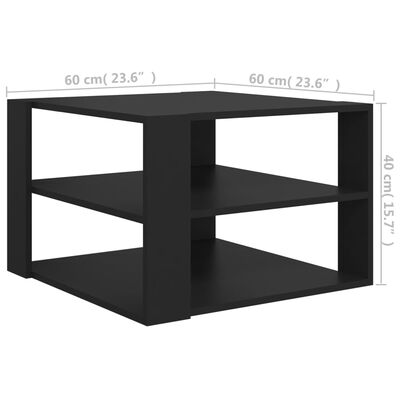 vidaXL Kavos staliukas, juodos spalvos, 60x60x40cm, MDP