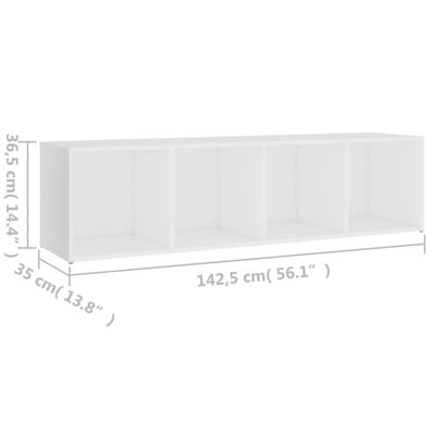 vidaXL TV spintelė, balta, 142,5x35x36,5cm, fanera