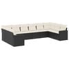 vidaXL Sodo komplektas su pagalvėlėmis, 10 dalių, juodas, poliratanas