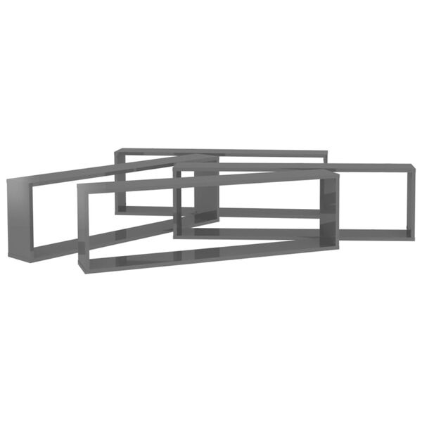 vidaXL Sieninės lentynos, 4vnt., pilkos, 100x15x30cm, MDP, kubo formos