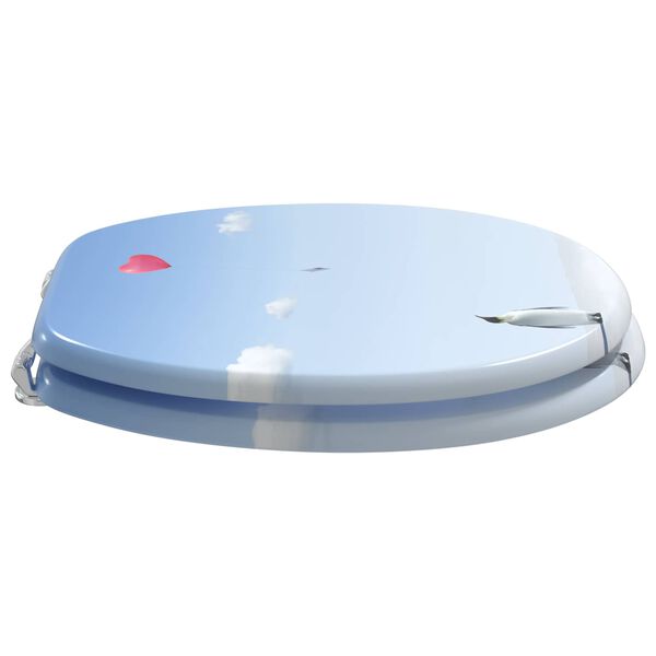 vidaXL Tualeto sėdynė Mėlyna 44 x 38 cm MDF plok&scaron;tė