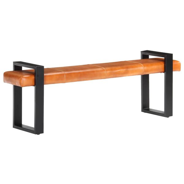 vidaXL Suoliukas, juodos ir rudos spalvos, 160cm, tikra ožkos oda