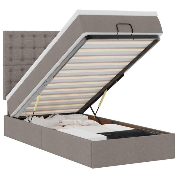 vidaXL Osmanų lovos rėmas su čiužiniu, taupe, 90x190cm, audinys