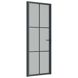 vidaXL Vidaus durys, juodos, 76x201,5cm, matinis stiklas ir aliuminis