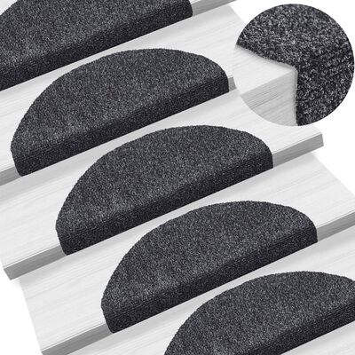 vidaXL Lipnūs laiptų kilimėliai, 5vnt., tamsiai pilki, 65x21x4cm