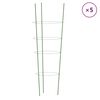 vidaXL Sodo augalų atramos su 4 žiedais, 5vnt., žalios, 90cm, plienas