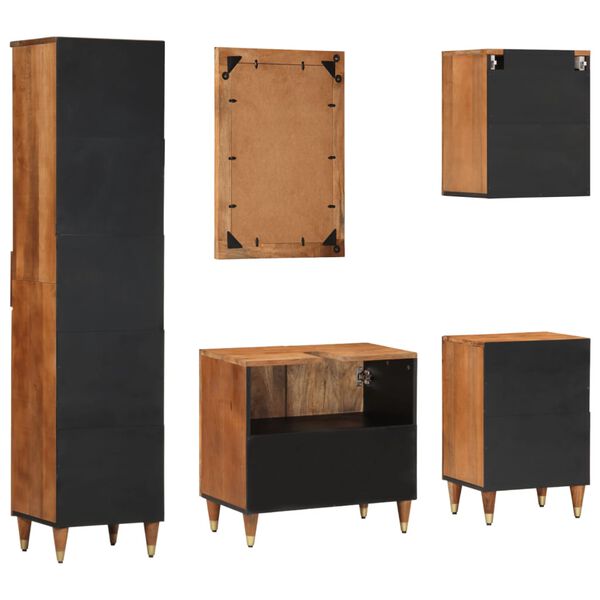 vidaXL Vonios kambario baldų komplektas, 5 dalių, mango masyvas