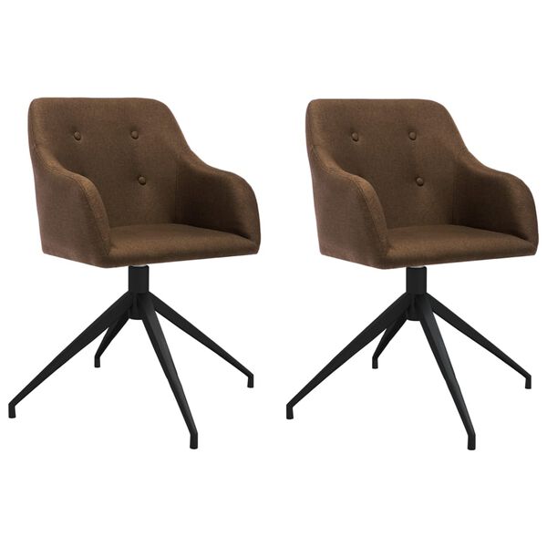 vidaXL Pasukamos valgomojo kėdės, 2vnt., rudos spalvos, audinys