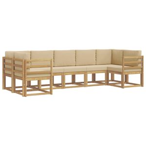 vidaXL Lauko sofos komplektas su pagalve 7 pcs Balta ir kreminė