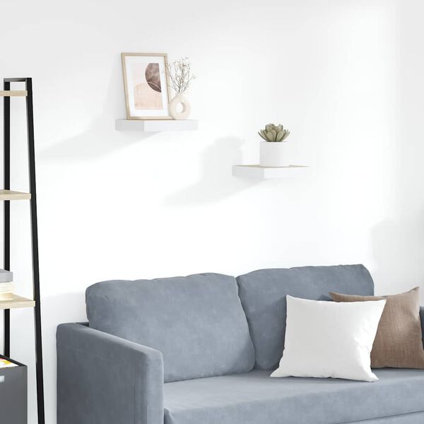 vidaXL Pakabinamos lentynos, 2vnt., ąžuolo/baltos, 23x23,5x3,8cm, MDF